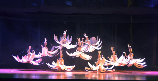 Nhà hát Múa rối Việt Nam sẽ tham dự liên hoan với tiết mục rối cạn Vũ điệu hoa quỳnh Ảnh: Đ.TRIẾT
