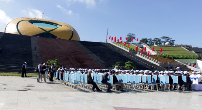 Một góc quảng trường Lâm Viên tại buổi lễ gắn biển chính thức sáng 10-10- ảnh: C.Thành