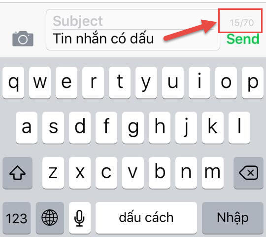 Nhắn tin có dấu tiếng Việt  trên iPhone 6S (iOS 9.1) - Ảnh: Nguyễn Hồng Phúc