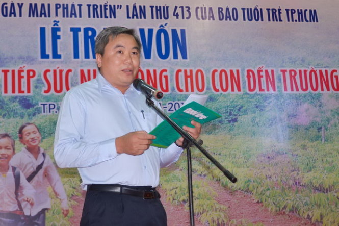 Ông Đinh Minh Trung, Ủy viên Ban biên tập báo Tuổi Trẻ, phát biểu mục đích chương trình - Ảnh: Tấn Lực