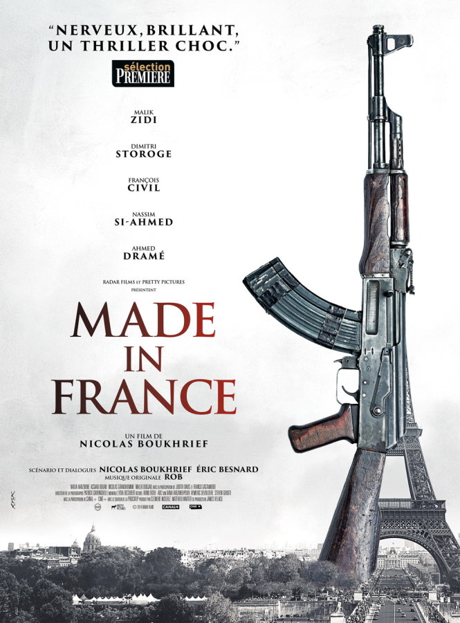 Poster bộ phim Made in France bị hoãn ngày ra mắt dự kiến 18-11 sau các vụ tấn công khủng bố vừa xảy ra - Ảnh: Senscritique