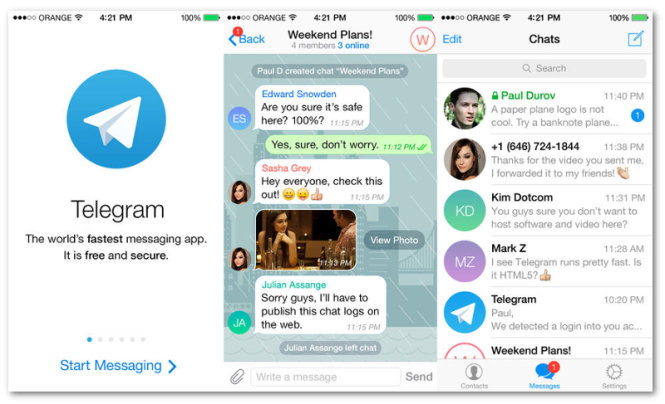 Giao diện ứng dụng Telegram – Ảnh: Internet