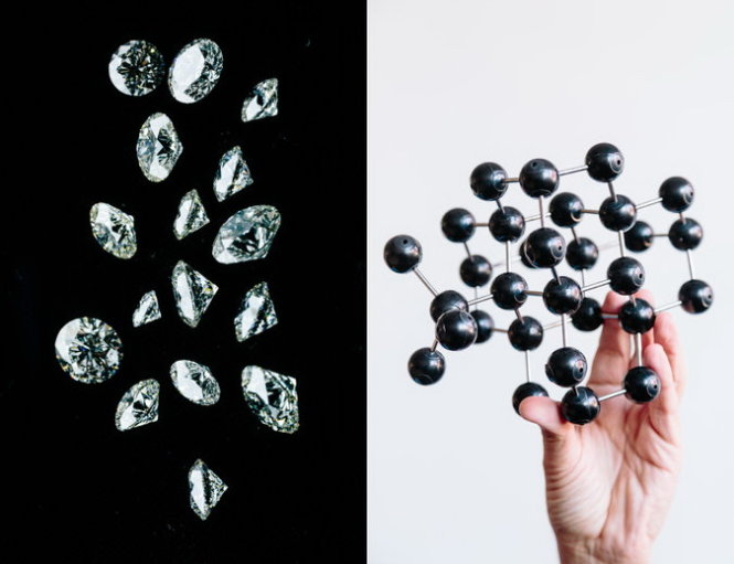 Chế tạo kim cương từ các lớp nguyên tử carbon - Ảnh: New York Times