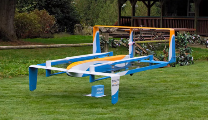 Mẫu máy bay giao hàng điều khiển từ xa (drone) của Amazon vừa giới thiệu - Ảnh: Amazon / Wall Street Journal