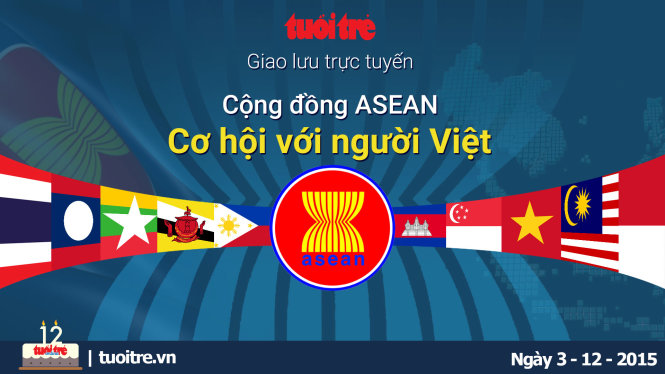 Hình nền cho buổi GLTT chủ đề Cộng đồng ASEAN cơ hội với người Việt diễn ra lúc 9g ngày 3-12-2015