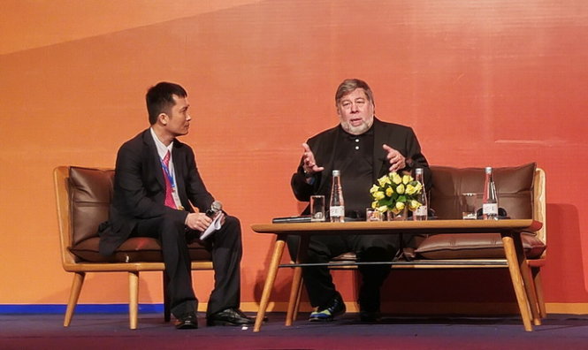 Phần trao đổi và chia sẻ của cựu lãnh đạo, đồng sáng lập Apple ông Steve Wozniak tại Hội thảo S.M.A.C 2015 do MobiFone tổ chức ngày 2-12 (TP.HCM) - Ảnh: Thanh Trực