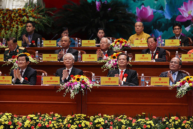 Các vị lãnh đạo Đảng, nhà nước có mặt tại Đoàn chủ tịch Đại hội - Ảnh: Nguyễn Khánh