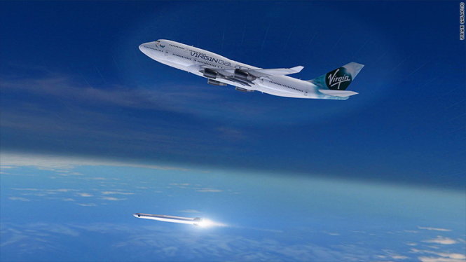 Tên lửa tách khỏi máy bay khi đạt độ cao cực đại - Ảnh: Virgin Galactic