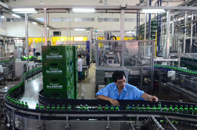 Một góc dây chuyền sản xuất Nhà máy bia Sài Gòn - Ảnh: Thanh Tùng