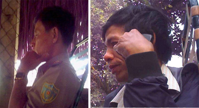 Hai tay “cò” buôn bán thịt rừng Lê Quốc Văn và Mai Ngọc Đạt - Ảnh: N.Khải