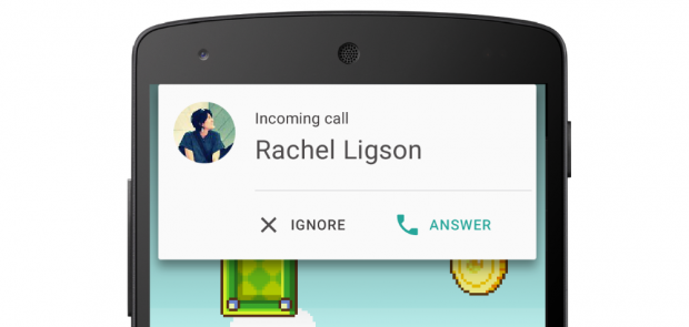 Thông báo cuộc gọi đến dạng cửa sổ thay vì chiếm toàn bộ màn hình thiết bị - Ảnh: Internet