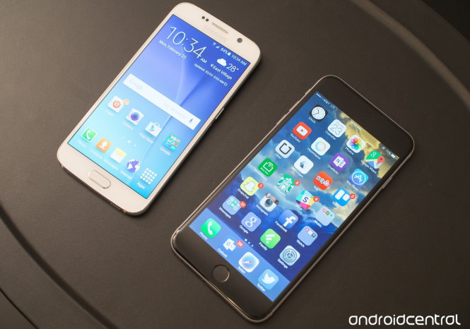 Samsung Galaxy S6 và Apple iPhone 6 Plus - Ảnh: Android Central