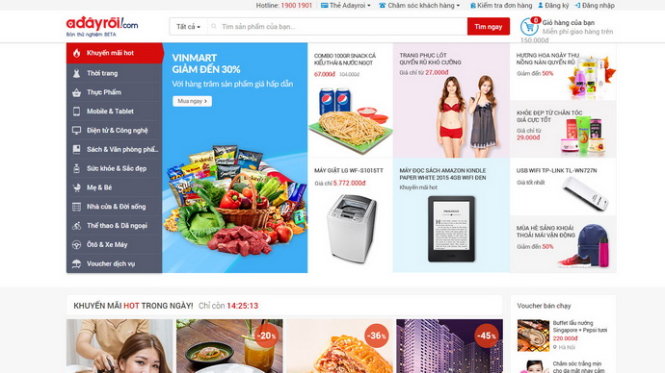 Giao diện website Adayroi.com - Ảnh chụp màn hình