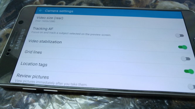 Một số tùy chọn thiết lập cho camera của Galaxy Note 5 - Ảnh: T.Trực