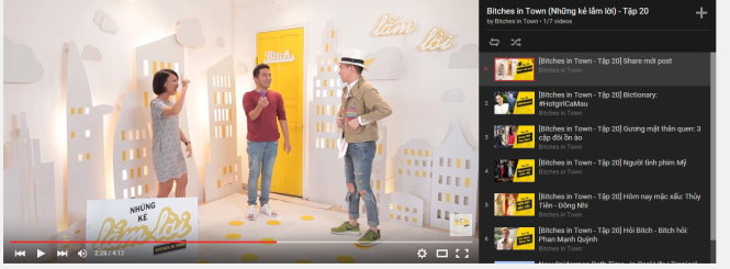 Chương trình 40 phút Bitches in town - Những kẻ lắm lời - hiện đã phát đến tập 20 trên YouTube và bị nhiều người xem chỉ trích bởi cách nói năng quá tự nhiên và tiếng cười dễ dãi - Ảnh chụp lại từ YouTube