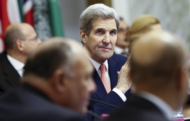 Ngoại trưởng Mỹ John Kerry trong cuộc họp tại Rome - Ảnh: Reuters