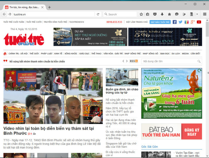 Giao diện tuoitre.vn trên Firefox 64 bit - Ảnh chụp màn hình