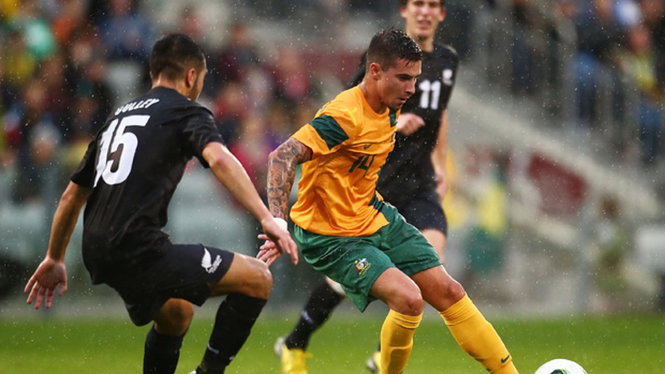 Đội U-23 Úc (phải) được xem là ứng cử viên nặng ký cho ngôi đầu bảng D VCK Giiar U-23 châu Á. Ảnh: Socceroos.com.au