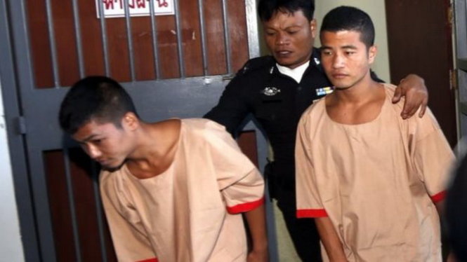 Wai Phyo (trái) và Zaw Lin (phải) đã phản cung và cho rằng cảnh sát Thái lan đã bức cung họ - Ảnh:EPA