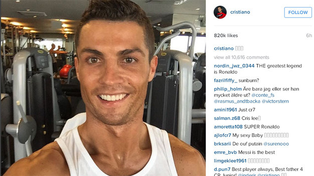Ronaldo đăng hình tập trong phòng gym lên tài khoản twitter trong ngày 25-12
