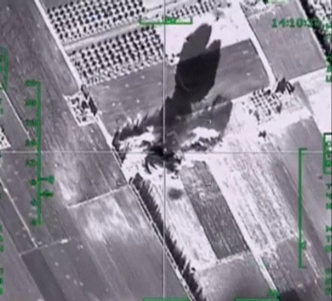 Một địa điểm ở Syria bị Nga đánh bom Ảnh: Reuters