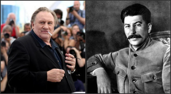 Gérard Depardieu (trái) và Stalin (phải) - Ảnh: Nexta