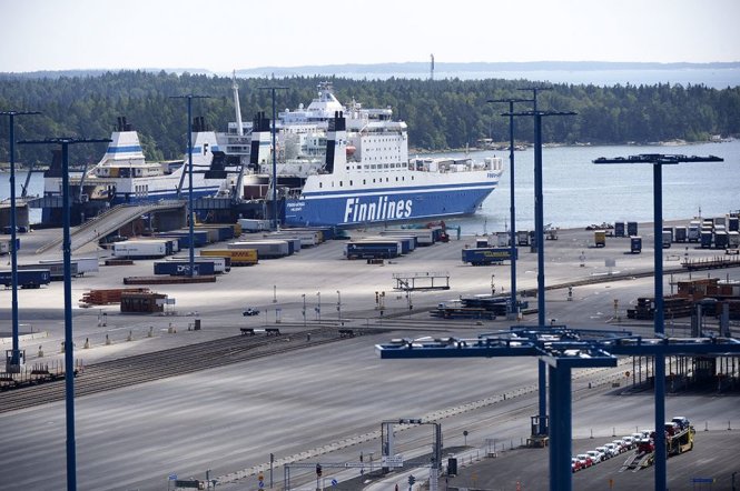 Phà của hãng Finnlines tại cảng Vuosaari ở Helsinki. Ảnh: Hufvudstadsbladet