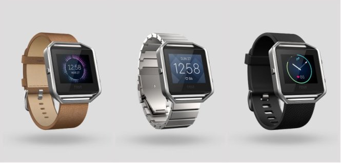 Bộ ba dây đeo da, kim loại thép không gỉ và dây nhựa của đồng hồ thông minh Fitbit Blaze - Ảnh đồ họa: Fitbit