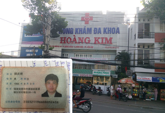 Cơ sở phòng khám Hoàng Kim trên đường 3-2 và giấy tờ tùy thân của người nước ngoài mặc áo chuyên môn tại thời điểm đoàn kiểm tra đến  - Ảnh: T.Lũy