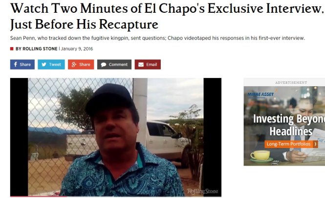 Tờ Rolling Stone phát đoạn phim trùm ma túy El Chapo, lần này đã cạo đi hàm ria nổi tiếng, trả lời phỏng vấn từ xa - Ảnh chụp lại màn hình
