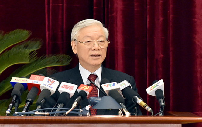 Tổng Bí thư Nguyễn Phú Trọng phát biểu khai mạc Hội nghị sáng 11-1 - Ảnh: VGP