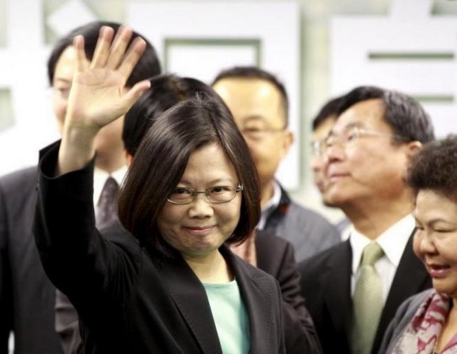 Ứng cử viên Thái Anh Văn trong một cuộc họp báo ở Đài Bắc - Ảnh: Reuters