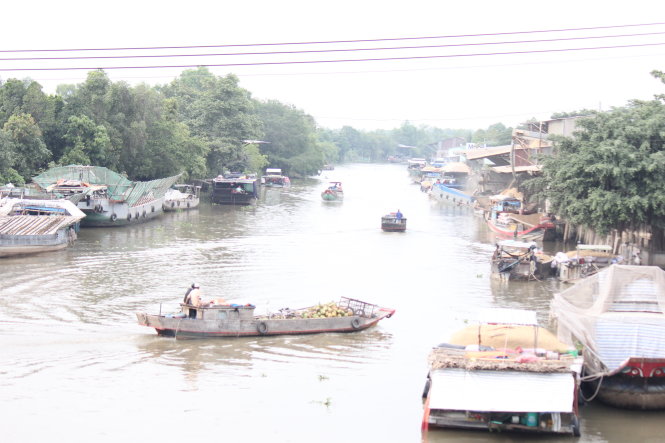 Sông Ba Rài, huyện Cai Lậy (Tiền Giang) có hàng chục bến thủy nội địa trên đoạn sông dài khoảng 3km - Ảnh: M.Trường