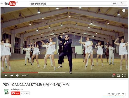 Gangnam Style đạt mốc 2,5 tỉ lượt xem trên Youtube - Ảnh: Yonhap