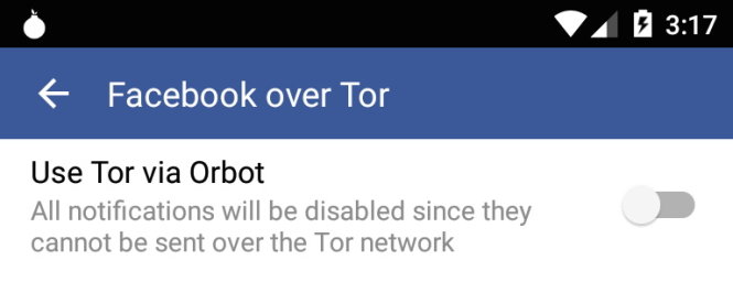 Thiết lập lướt mạng xã hội Facebook ẩn danh qua hệ thống Tor trên di động - Ảnh: Facebook