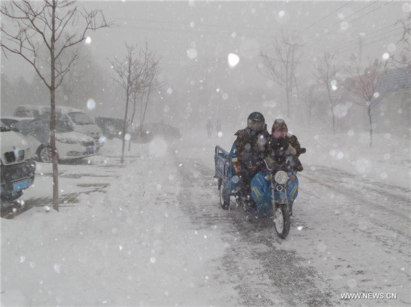 Mưa tuyết ở Hồn Xuân thuộc tỉnh Cát Lâm tại Trung Quốc - Ảnh Xinhua