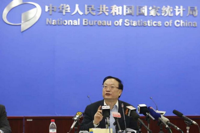 Ông Vương An tại cuộc họp báo về nền kinh tế Trung Quốc ngày 26-1, chỉ vài giờ trước khi có thông báo ông bị điều tra - Ảnh: news.cn