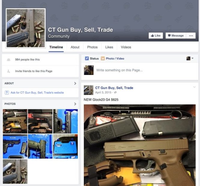 Ảnh chụp lại từ màn hình của một trang tài khoản Facebook rao bán súng - Ảnh: New York Times