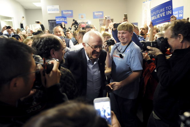 Thượng nghị sĩ Dân chủ Bernie Sanders trong một cuộc vận động ở Marshalltown, Iowa - Ảnh: Reuters