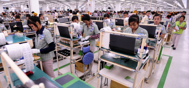 Sản xuất điện thoại di động tại khu tổ hợp công nghệ cao Samsung Electronics Việt Nam (SEV), Yên Phong, Bắc Ninh - Ảnh: Trần Vũ Nghi