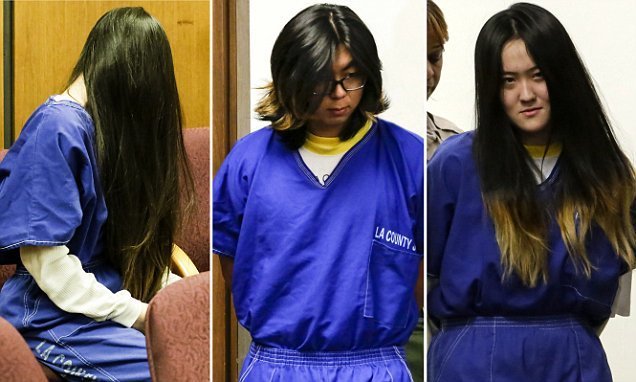 Ba học sinh bị phạt tù sau khi tấn công bạn học. Từ trái qua: Yuhan Yang, Xinlei Zhang, Yunyao Zhai - Ảnh: Daily Mail
