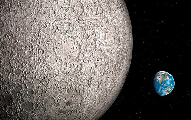 Trái đất và mặt phía xa của Mặt trăng - Ảnh: AFP