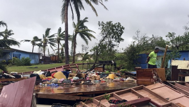 Nhà cửa đổ nát ở thị trấn Ba, Fiji - Ảnh: Getty