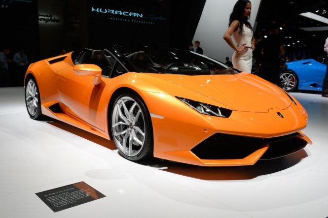 Siêu xe Lamborghini Huracan Spyder tại triển lãm - Ảnh: AutoExpress