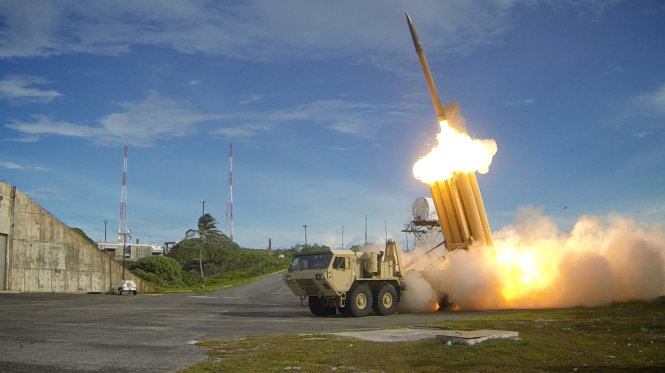 Một bệ phóng THAAD bắn tên lửa đánh chặn - Ảnh: MDA