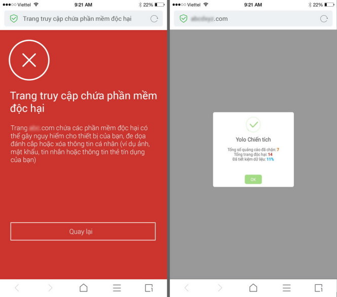 Nhận diện và cảnh báo mã độc trên web - Ảnh: Yolo