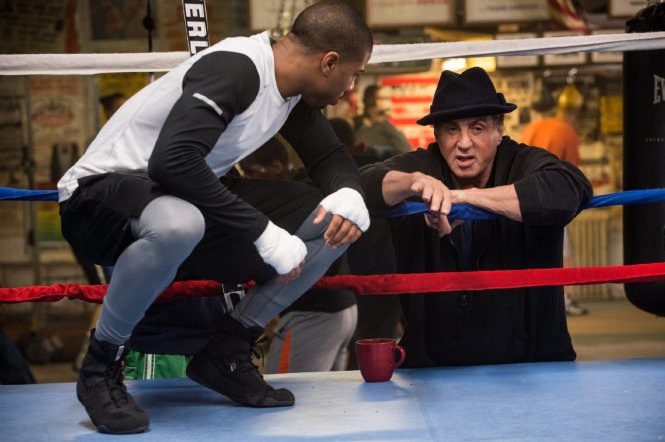 Still of Sylvester Stallone and Michael B. Jordan in Creed (2015)