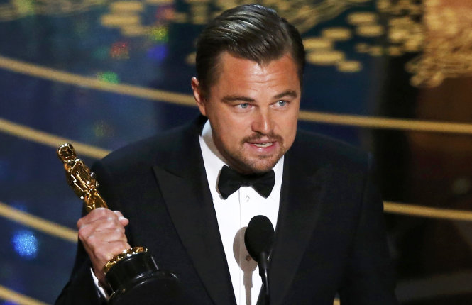 Leonardo DiCaprio phát biểu trên bục nhận giải Oscar 2016