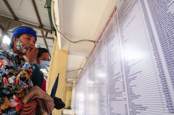 Bệnh nhân theo dõi bảng giá mới niêm yết tại Bệnh viện Bạch Mai (Hà Nội) sáng 1-3  - Ảnh: N.Khánh