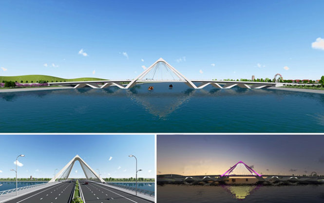 Phương án hình tượng kiến trúc Nón lá đoạt giải nhất cuộc thi tuyển kiến trúc cầu qua sông Hương